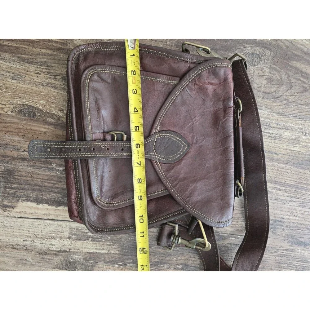 What Daisy Did Recycled Leather Messenger Bag Dark Brown Flap Crossbody Shoulder